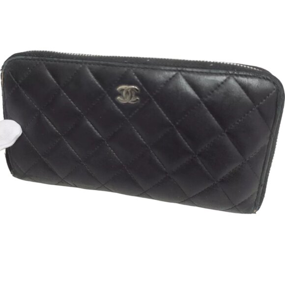361237AM (S3) Chanel Wallet Long Matelasse Black Leather - Picture 1 of 12